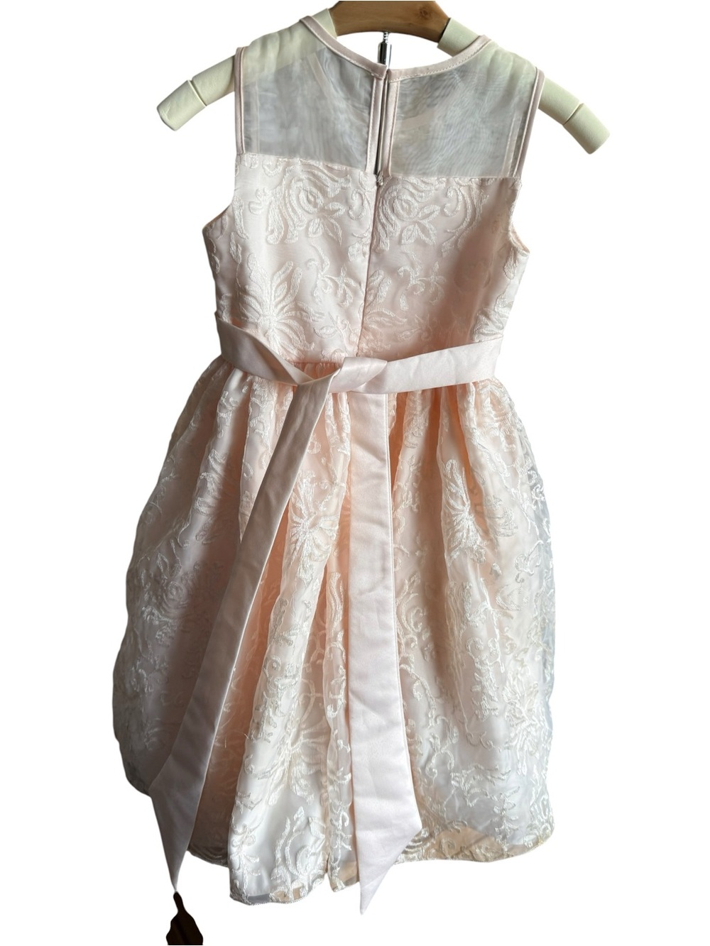 American Princess Girls Size 7 Blush Pink Lace Pearl Party Dress - Picture 4 of 5